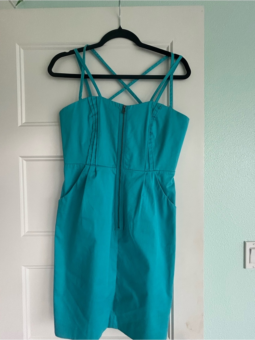 Nicole Teal Strappy Sheath Dress